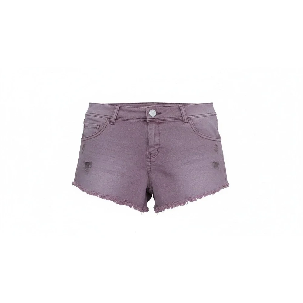 Refuge Denim Shorts Womens 10 Purple  Distressed Frayed Raw Hem Super Shortie